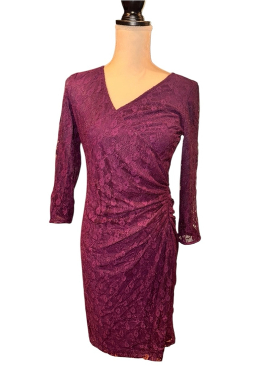 Chaps Dresses & Skirts - Women's Chaps Purple Lace Long Sleeve Dress M